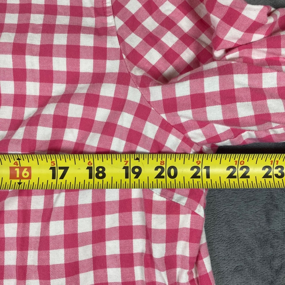 Talbots Petites Pink White Gingham Cotton Button Down Shirt XL Petites - Picture 5 of 7